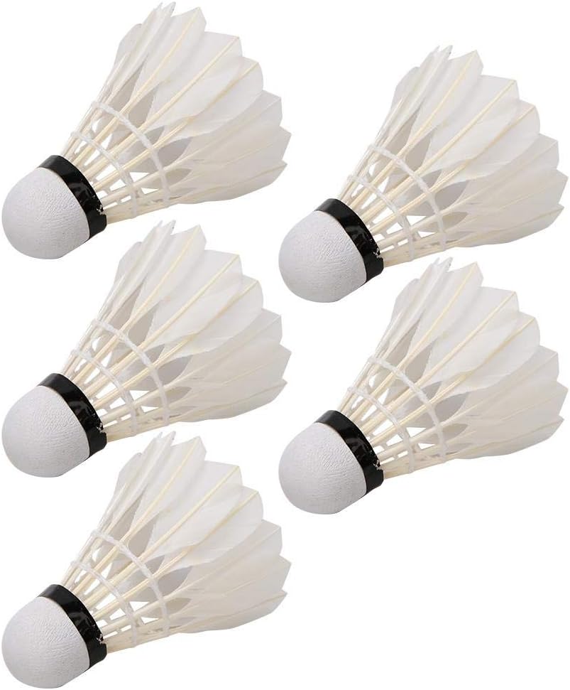 5PCS Feather Badminton Shuttlecocks Birdies, Faux Flying Stable Badminton Balls for Indoor and Outdoor Games Activity Training