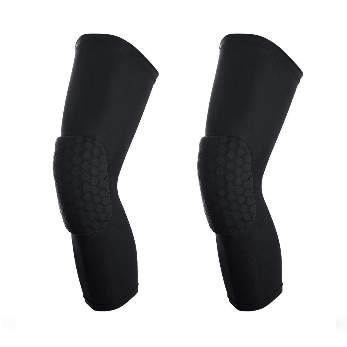 Basketball Knee Pads, 2 Pack Honeycomb Anti Collision Leg Compression Sleeves, Sports Sleeves for Wrestling Football Volleyball Soccer Skating (Medium, Black)