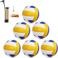 Volleyball, 6 Pack Official Size 5 Volleyballs- PU Leather Indoor Outdoor Soft Touch Recreational Volleyballs for Beach Play, Game,Gym,Training -Includes Ball Pump