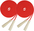 Double Dutch Jump Rope 16 ft 2 Pack, Adjustable Long Skipping Rope with Wooden Handle, Multiplayer Team Jumping Rope for Kids Adults, Long Enough for 5-6 Jumpers