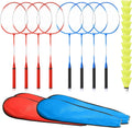 8 Pack Badminton Rackets Set Including Badminton Racquets, Nylon Shuttlecocks and Carry Bag for Outdoor Backyard Games Beginners