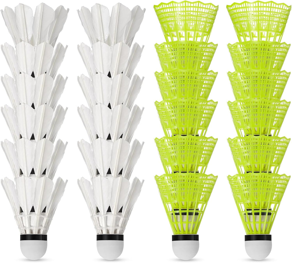 24 Pack Badminton Shuttlecocks Badminton Birdies Plastic Training Balls with Storage Tube for Indoor Outdoor Sports