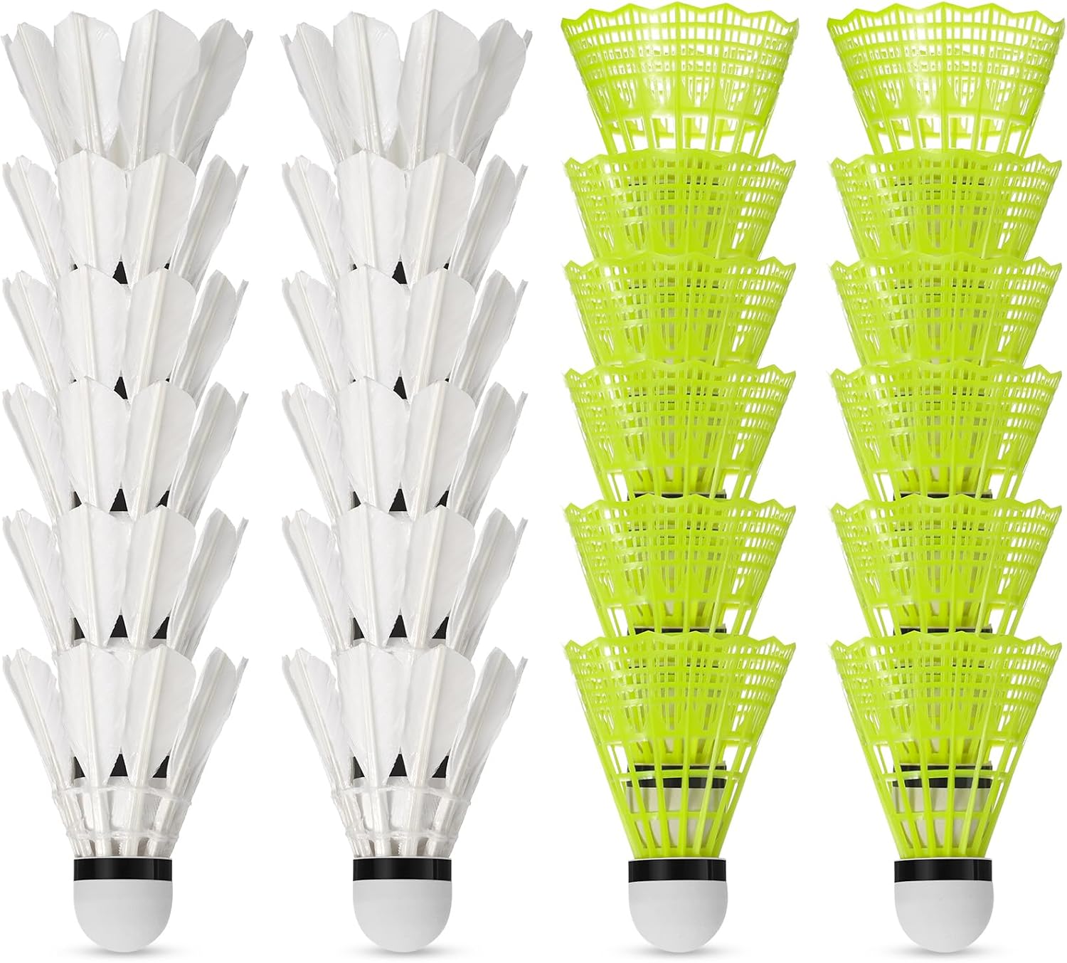 24 Pack Badminton Shuttlecocks Badminton Birdies Plastic Training Balls with Storage Tube for Indoor Outdoor Sports