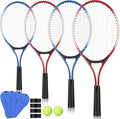 4 Pack Tennis Rackets Recreational 21 Inch Lightweight Tennis Racket Bulk with Balls Overgrips Carry Bag for Training Beginners