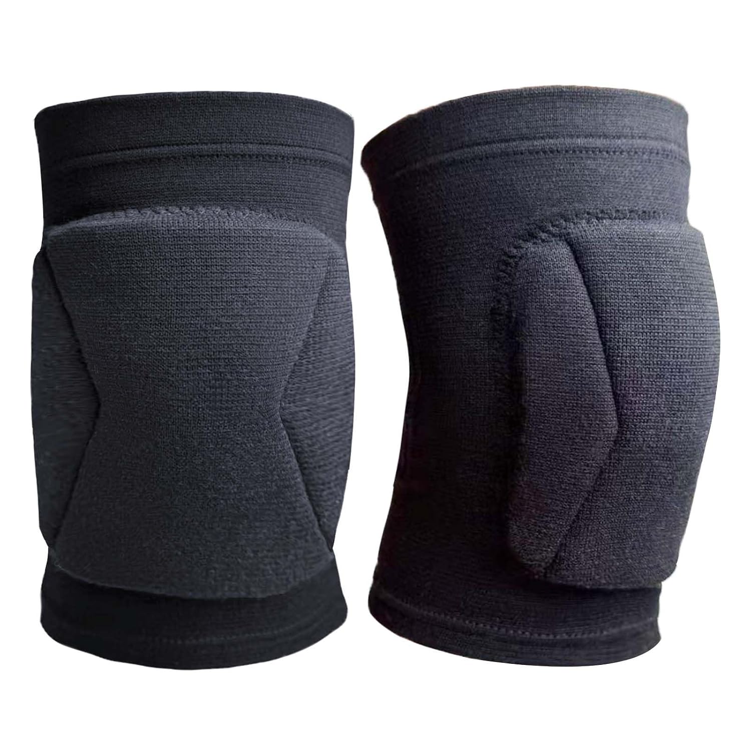 Men Women Knee Pads for Volleyball Wrestling Sports, Protective Kneepad for Dance Fitness Workout, Lightweight Compression Knee Sleeve for Gardening Cleaning Kneeling Work for Adult, Black Plus Size (1 Pair)