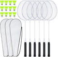 6 Packs Badminton Rackets Set Include 6 Lightweight Rackets 12 Nylon Plastic Shuttlecocks 3 Carrying Bags for Summer Outdoor Backyard Games Sports Beginners Adults