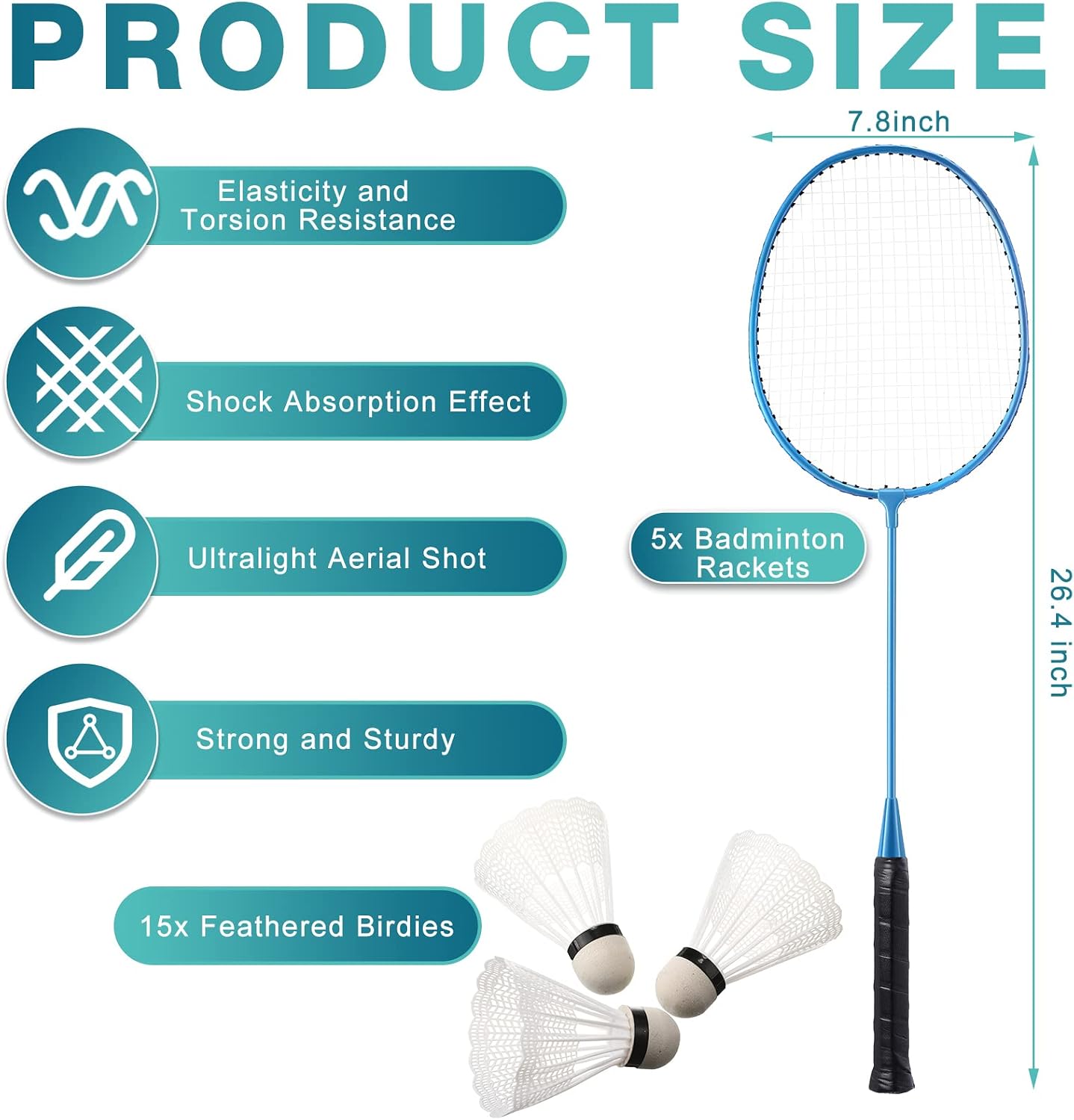 Badminton Rackets Set with Shuttlecocks Badminton Racquets for Adult and Lightweight Teenagers Shuttlecock Set for Backyard Gym Beach Outdoor Games