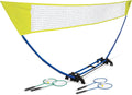 Easy Setup Badminton Set - 15 ft Net, 4 Rackets, 2 Shuttlecocks - Quick Setup Net for Backyard Games - Steel Shaft Badminton Rackets for Family Games - Durable Shuttlecocks for Outdoors