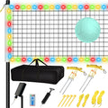 LED Volleyball Net Outdoor, Professional Light Up Volleyball Net with Solar Rope Light, 32x3ft Portable Heavy Duty Volleybal Net Set with Glow in The Dark Volleyball & Carry Bag for Backyard, Beach