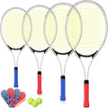 4 Pcs Tennis Rackets for Adult Recreational 4 Players 27" Tennis Racquet Lightweight Tennis Racket with 3 Tennis Balls for Training Beginners with Overgrips Carry Bag