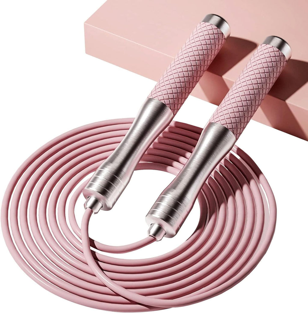 Speed Jump Rope for Fitness- Skipping Rope for Women Men Exercise with Adjustable Length Jumping Rope and Alloy & Silicone Handles Suitable for Workout Boxing Home Gym