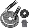 Weighted Jump Rope for Workout Fitness(1LB), Tangle-Free Ball Bearing Rapid Speed Skipping Rope for MMA Boxing Weight-loss,Aluminum Handle Adjustable Length 9MM Fabric Cotton+9MM Solid PVC Rope