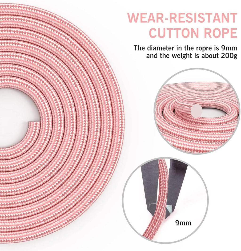 Jump Rope Cotton Adjustable Skipping Weighted jumprope for Women，Adult and Children Athletic Fitness Exercise Jumping Rope (Pink)