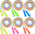 6 Pack Kids Jump Rope, Colorful Gradient Nylon Skipping Ropes for Children, 7.55FT Adjustable Length, Plastic Handles, Lightweight Jumping Ropes for Schools, Events, and Family Fun