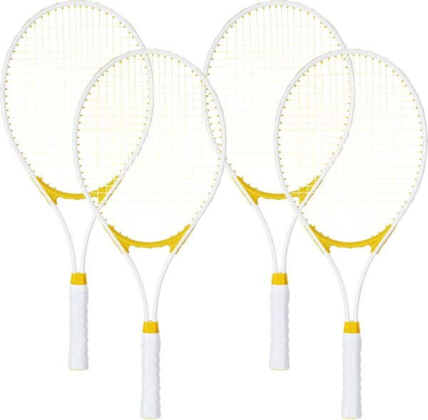 4 Pcs Tennis Rackets for Adults Recreational 4 Players 27 Inch Tennis Racquets Lightweight Tennis Rackets Bulk for Women Men Tennis Training and Beginners with Overgrips and Carry Bag